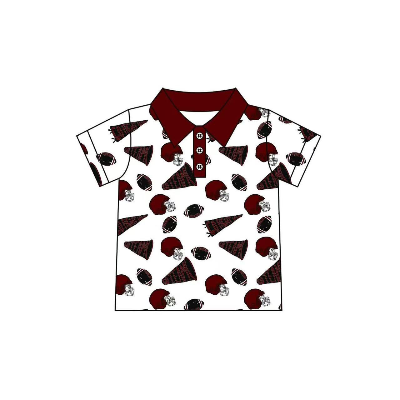 Custom moq 5 each style eta 6-7weeks baby girl clothes team brick red short sleeve top-25.8.4
