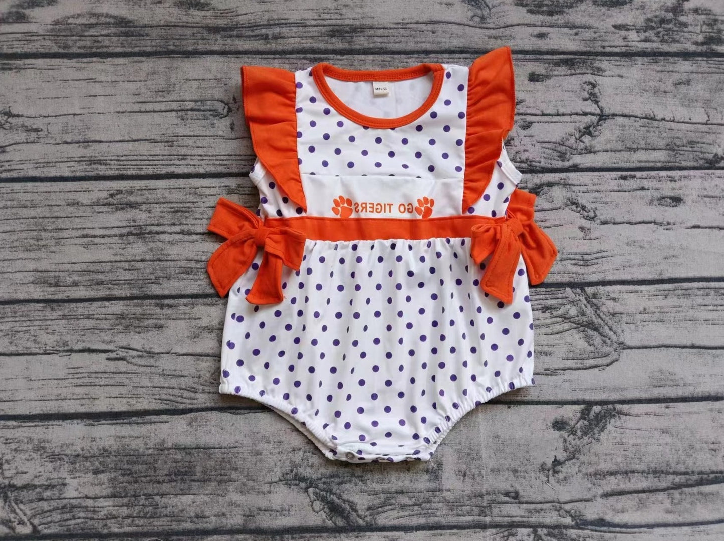 custom moq 5 eta 5weeks mix size team baby girls clothes orange flying sleeve summer Romper