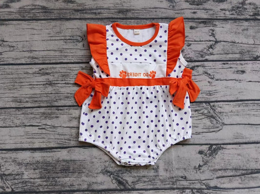 custom moq 5 eta 5weeks mix size team baby girls clothes orange flying sleeve summer Romper