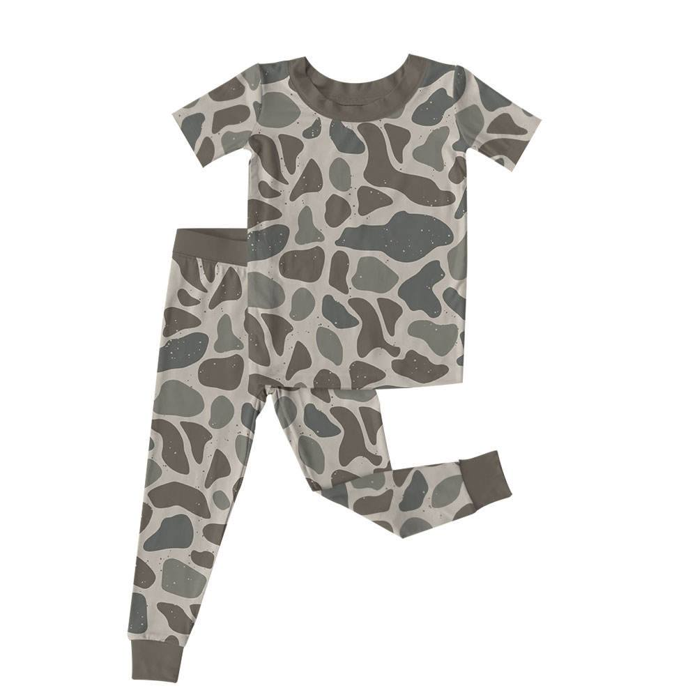 Custom moq 5 each style eta 6-7weeks baby boy clothes camouflage short sleeve pants set 4-25.8.7