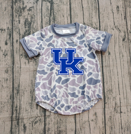 Custom moq 5 mix size milk silk Boy and Girl's Camouflage Gray Camouflage Romper, Milk Silk, Popular, Cute BLUE COLOR