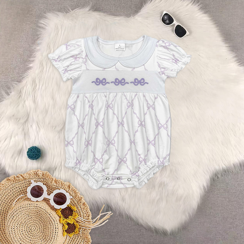 RTS baby girls clothes bow Short Sleeve rompers