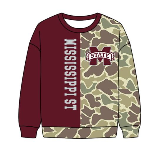 Custom moq 5 mix size milk silk summer team baby boys clothes camouflage dark red long sleeve top-25.10.17