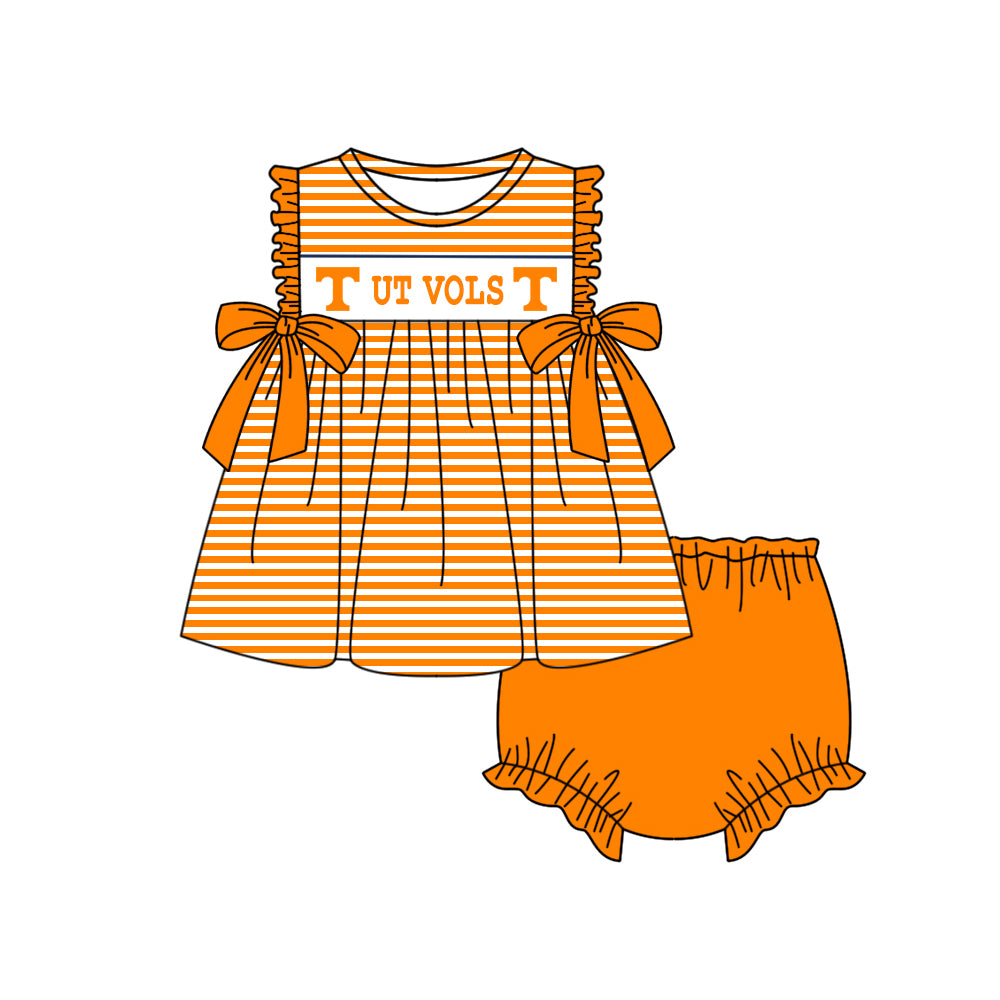 Custom moq 5 mix size milk silk summer teams baby girl boys clothes orange short sleeve shorts sets 2 and brief sets and dress and rompers 2 series