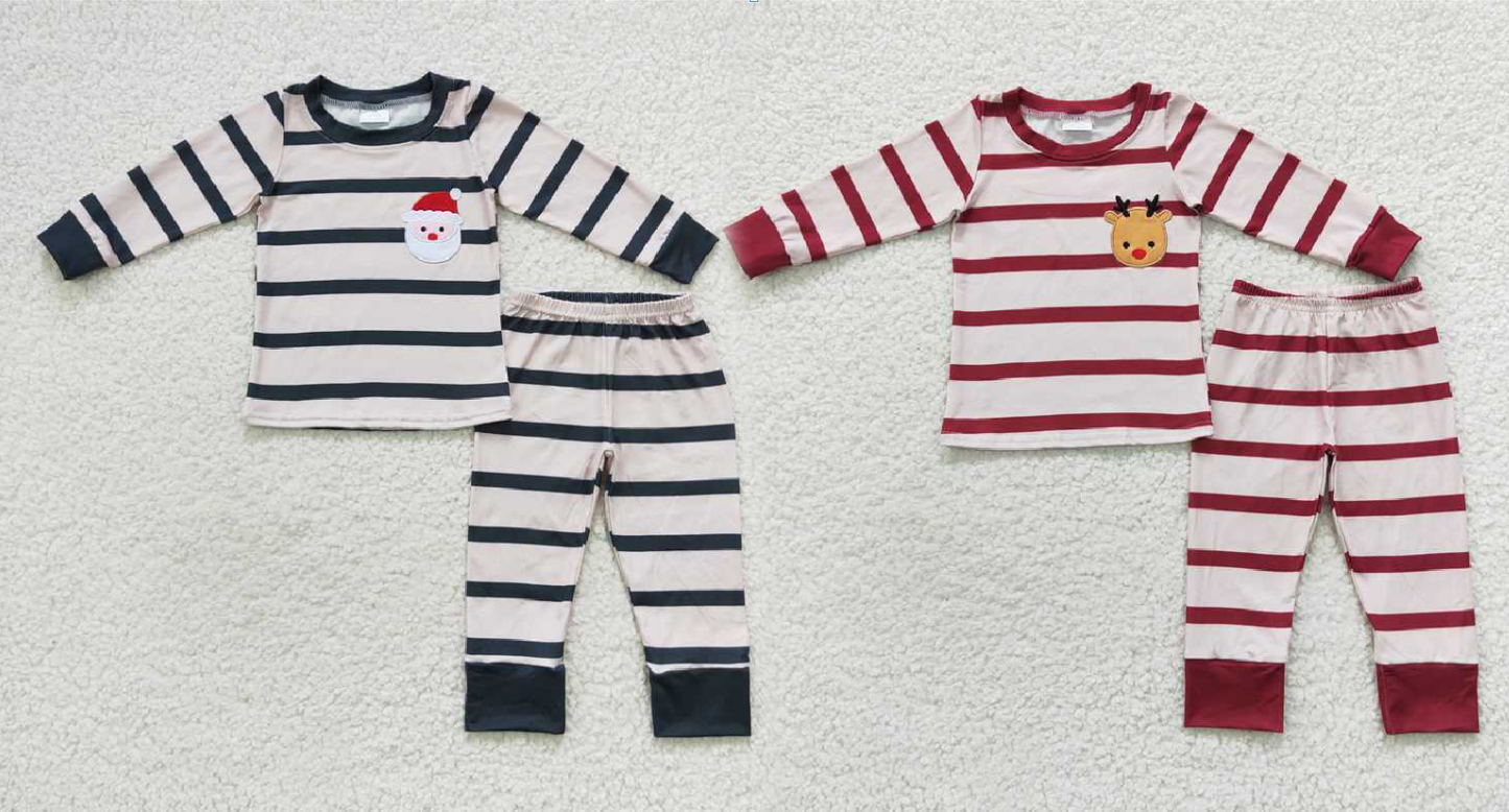 Baby Girls boys Christmas style elk Elk Santa Claus print black red Family siblings set
