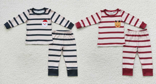 Baby Girls boys Christmas style elk Elk Santa Claus print black red Family siblings set