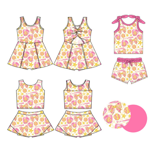 Custom moq 5 mix size Sibling Baby Girls Pink Sleeveless Top And Shorts Set Sleeveless Top And Skirt Sets Dress Yoga Outfit