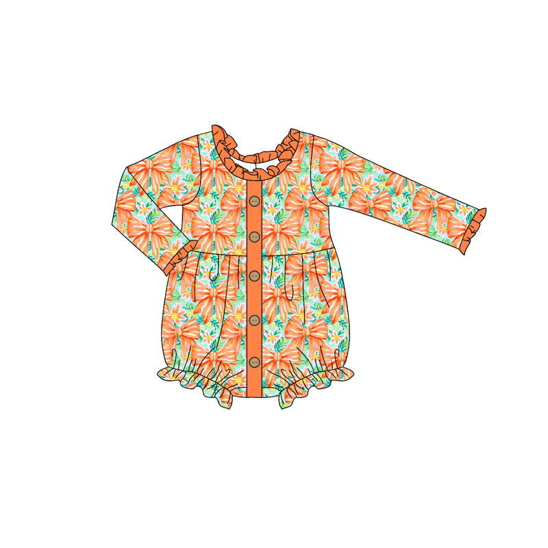 9.16 custom each style moq 5eta 4-6week Sibling Sister bow orange baby girl sets and dress and rompers match family design