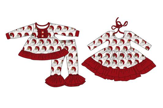 25.7.21 custom each style moq 5eta 4-6week Sibling Sisters Christmas baby girl long sleeve pants sets and dress match family design