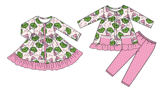 25.8.16 custom each style moq 5eta 4-6week Sibling Sisters Christmas baby girl long sleeve pants sets and dress match family design