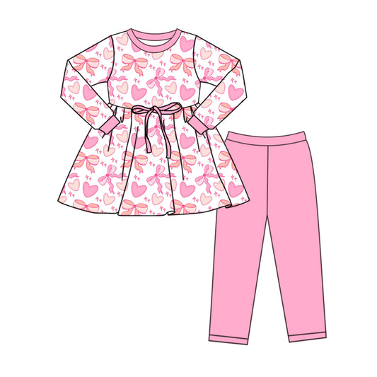 10.3 custom each style moq 5eta 4-6week baby girls clothes bow pink long sleeve pants sets