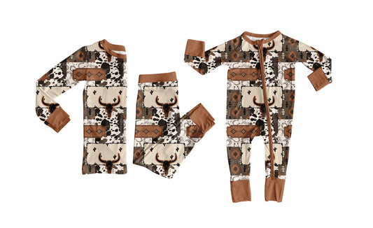 25.7.29 custom each style moq 5eta 4-6week Sibling Sister cow head baby boy long sleeve pants sets and rompers match family design