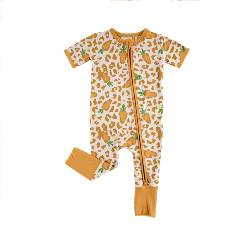 10.21 custom each style moq 5eta 4-6week Sibling Sister leopard easter carrot baby boys short sleeve sets and rompers match design