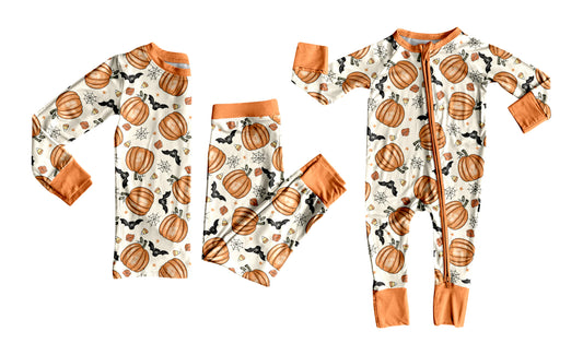 25.7.7 custom each style moq 5eta 4-6week Sibling Sister pumpkin bat baby girl long sleeve pants sets and rompers match family design