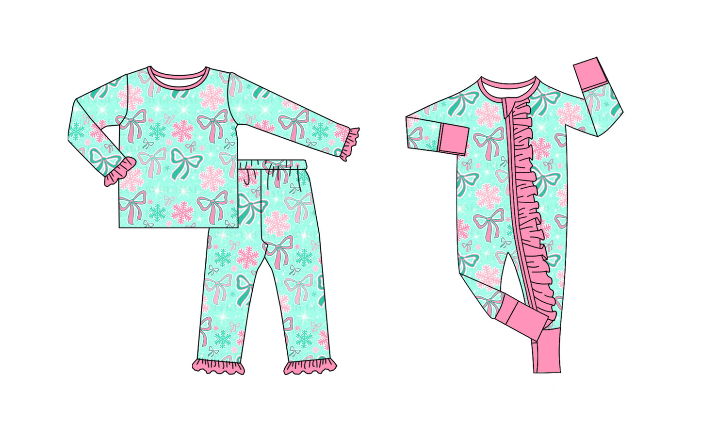 25.8.27 custom each style moq 5eta 4-6week Sibling Sisters Christmas bow pink baby girl clothes long sleeve pants sets and romper match family design