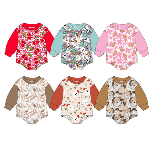 25.6.27 custom each style moq 5eta 4-6week Sibling Sister baby girl long sleeve romper 1 and romper 6 match family design