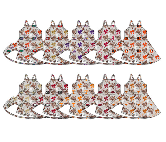26.1.14 custom each style moq 5 eta 6-8week Sibling Sister team bow baby short sleeve dresses 10 match design