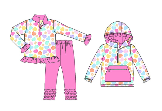 25.9.4 custom each style moq 5eta 4-6week Sibling Sisters love baby girl long sleeve pants sets and top match family design