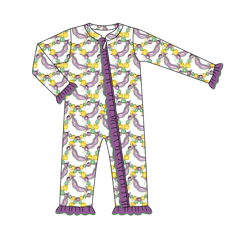 7.22 custom each style moq 5eta 4-6week Sibling Sister Mari gras baby girls sets and dress and rompers match family design
