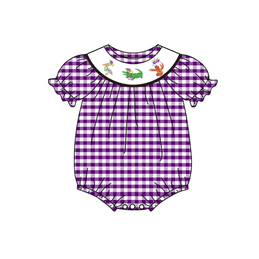10.12 custom each style moq 5eta 4-6week baby girl clothes mardi purple short sleeve rompers
