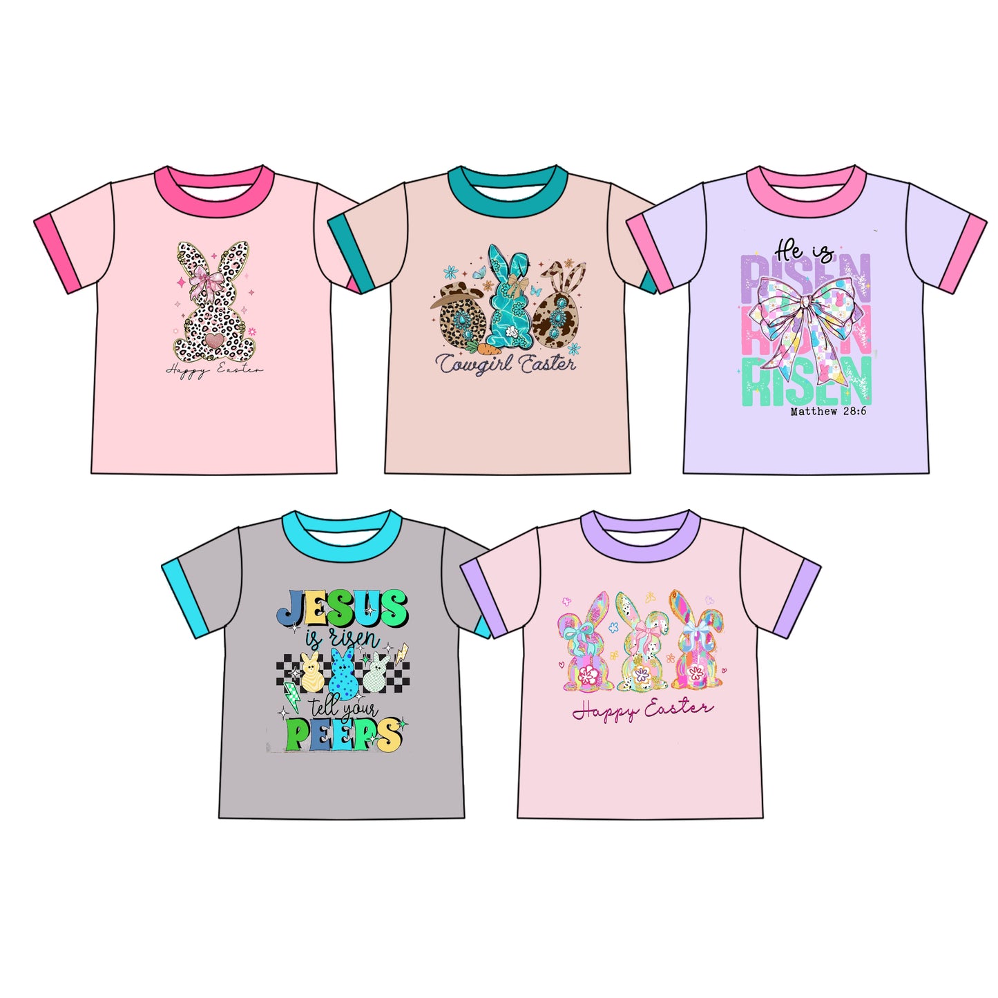 25.11.25 custom each style moq 5 eta 6-8week Sibling Sisters easter baby girl short sleeve top 5 match family design
