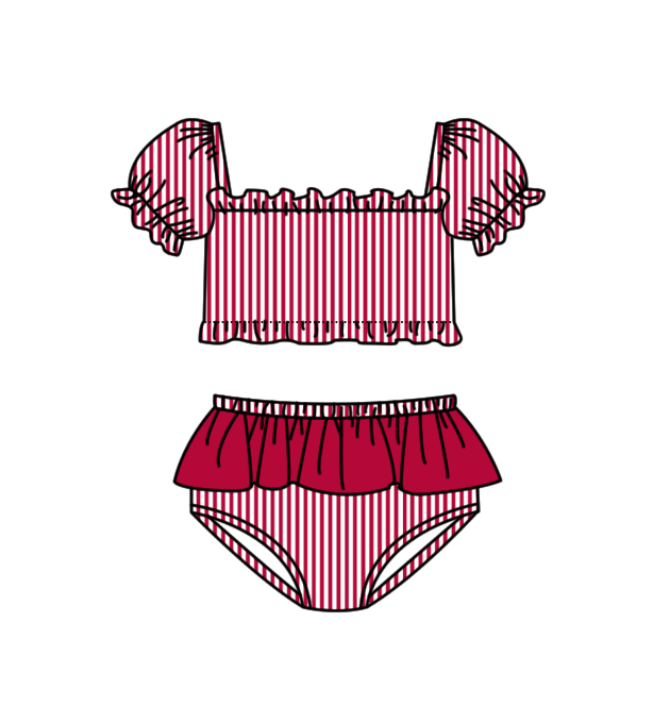Custom moq 5 mix size milk silk summer teams baby girl boys clothes Red Two-Piece Swimsuit Set One Piece Swimsuits boy swim trunks