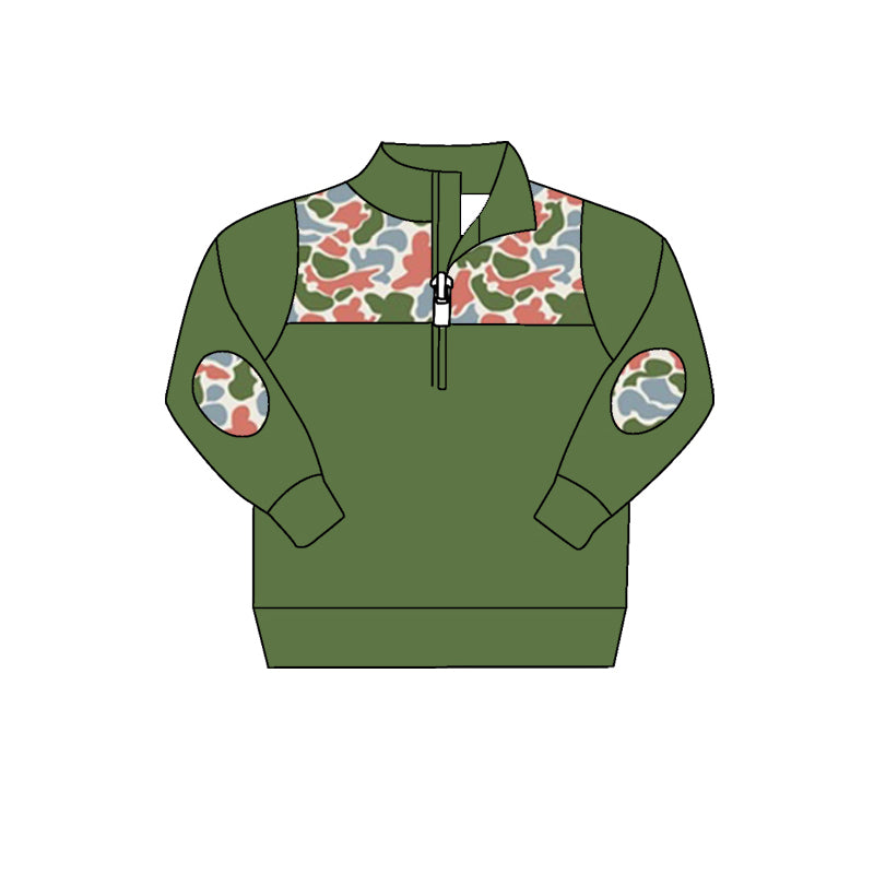 8.26 custom each style moq 5 eta 4-6week baby boys clothes camouflage green long sleeve top