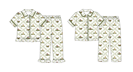25.9.26 custom each style moq 8 eta 6-8week Sibling Sisters duck baby girl long sleeve pants sets 2 match family design