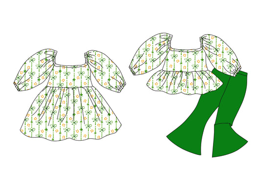 25.12.11 custom each style moq 5 eta 6-8week Sibling Sister bowbaby short sleeve pants sets and dress match design