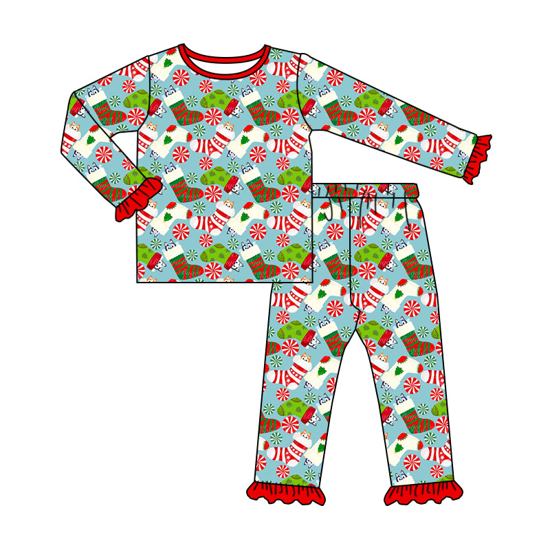 6.29 custom each style moq 5eta 4-6week Sibling Sister Christmas socks baby girls sets and rompers match family design
