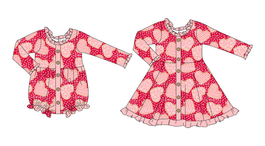 25.9.11 custom each style moq 5eta 4-6week Sibling Sisters love baby girl long sleeve dress and rompers match family design