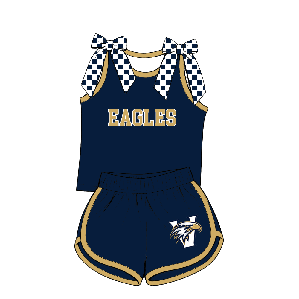 custom moq 5 mix size MSD070907 Baby Girls Bow Sleeveless Tank Top And Elastic Waist Shorts Casual Outfit
