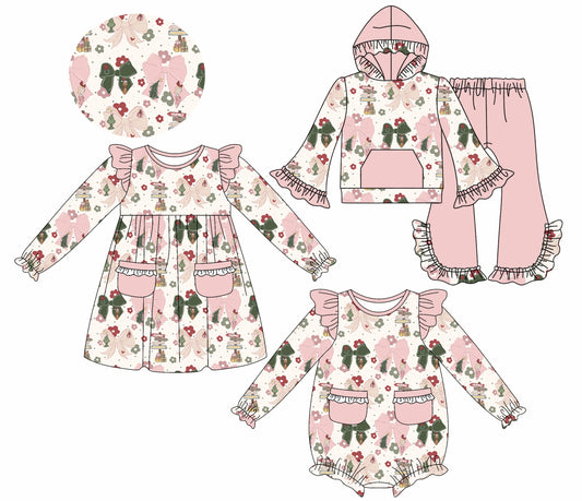 25.8.4 custom each style moq 5eta 4-6week Sibling Sisters Christmas bow baby girl long sleeve pants sets and dress and rompers match family design