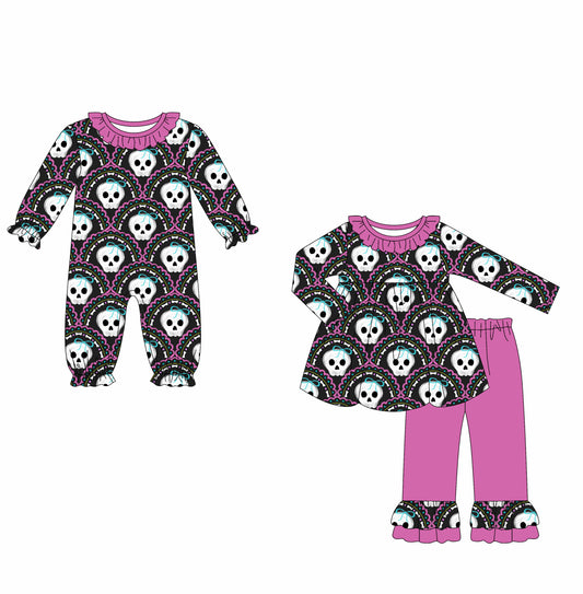 25.6.11 custom each style moq 5eta 4-6week Sibling Sisters baby girl long sleeve pants sets and rompers match family design