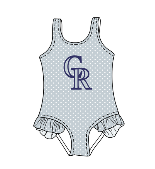 Custom moq 5 mix size milk silk summer teams Grey Baby Girl Sleeveless Polka Dot Lace Onesie Swimsuit Cute Summer Beachwear for Little Girls