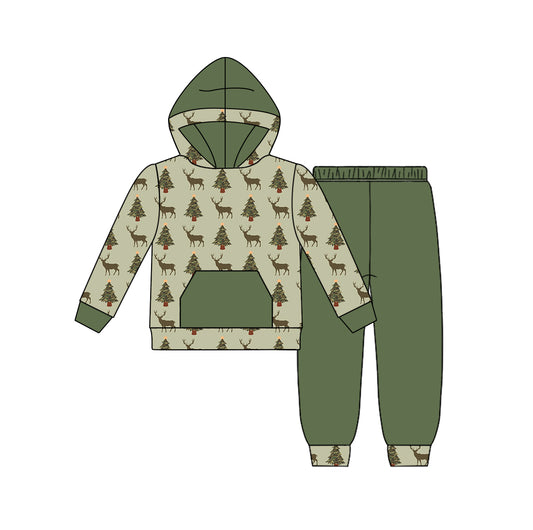5.31 custom each style moq 5 eta 4-6week baby boys clothes christmas green boys hooded long sleeve pants outfits