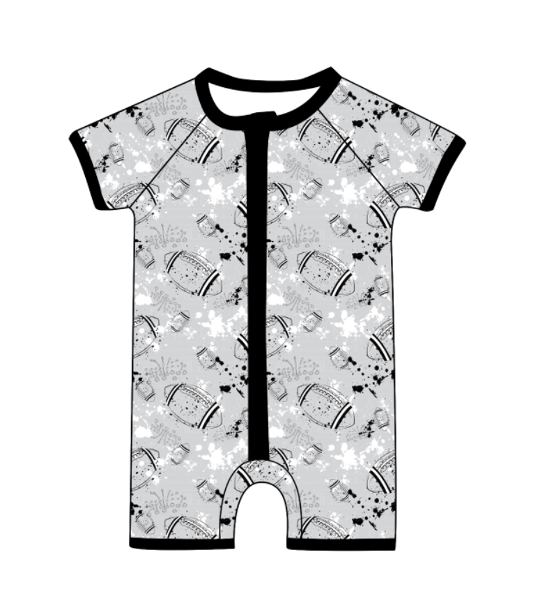 Custom moq 5 mix size milk silk summer teams Baby Football Short Sleeve Zipper  Romper
