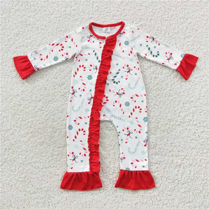 Baby boys girls Christmas style candy cane print white Family Series Siblings Set