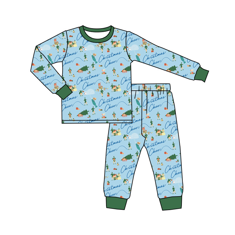 7.5 custom each style moq 5eta 4-6week Sibling Sister Christmas blue baby boys sets and rompers match family design