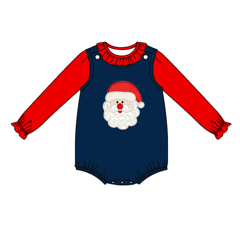 7.6 custom each style moq 5eta 4-6week Sibling Sister Christmas navy blue baby girls dress and boy rompers 1 and girls romper 2 match family design