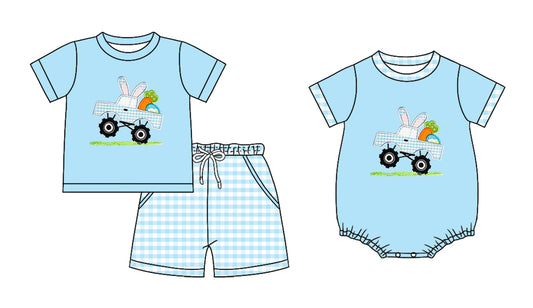 25.11.8 custom each style moq 5 eta 6-8 week Sibling Sister easter baby boy short sleeve shorts sets and boy rompers match family design