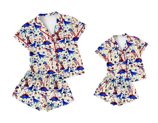 2.25 custom each style moq 5eta 4-6week Sibling Sister short sleeve shorts sets and adult sets match design
