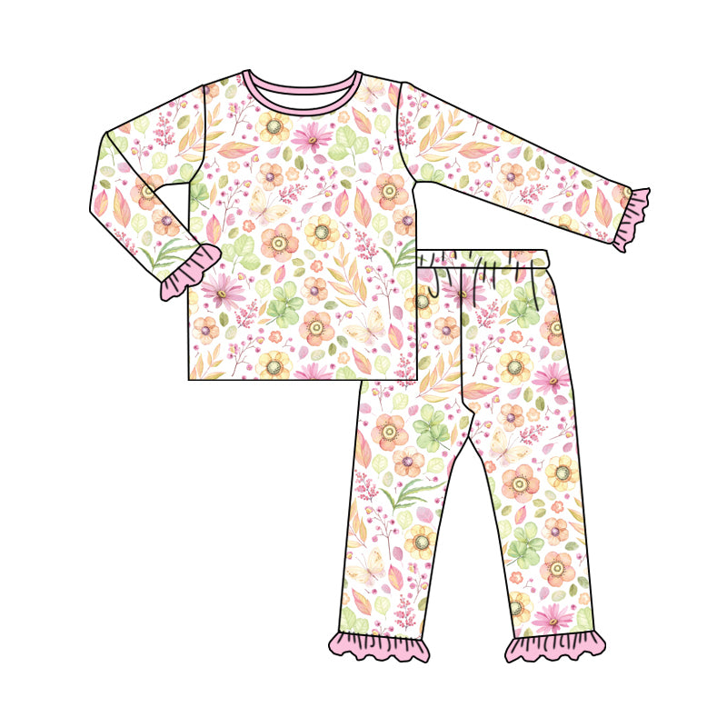 8.2 custom each style moq 5eta 4-6week Sibling Sister floral pink baby girls sets and dress and rompers match family design