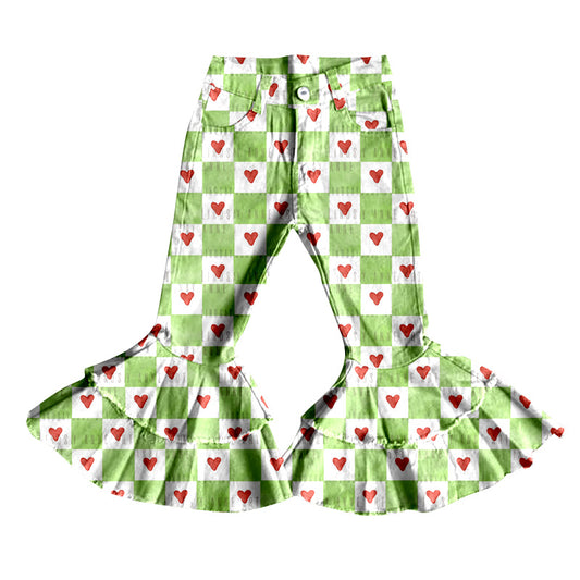 8.15 custom each style moq 5eta 4-6week baby boys clothes love light green bell bottom pant jeans pant
