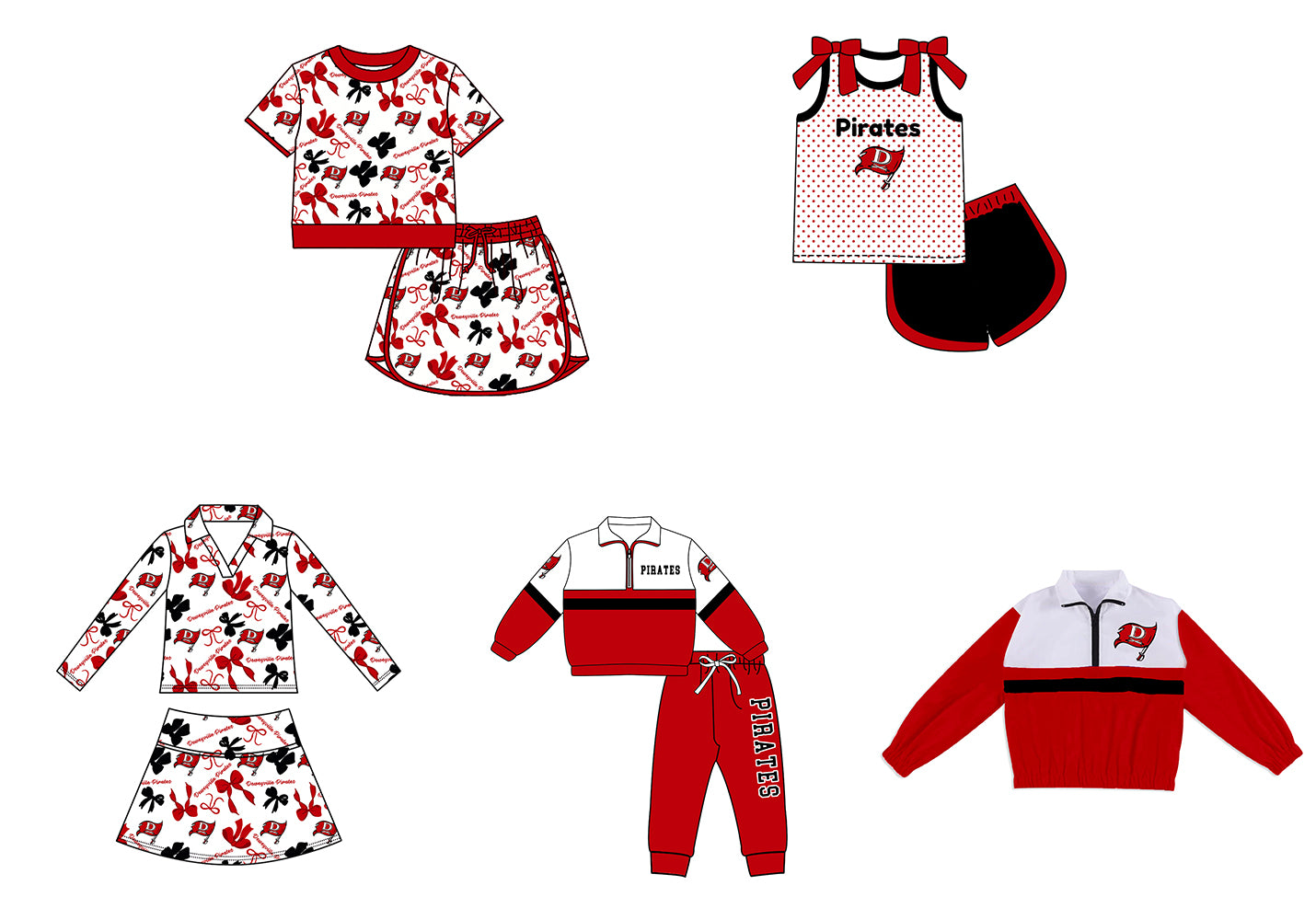 Custom moq 5 mix size milk silk summer teams Girls Polka Dot Top Shorts Set Top Skirt Short Set Zipper Pullover Jogger Pants Set Pullover Tops