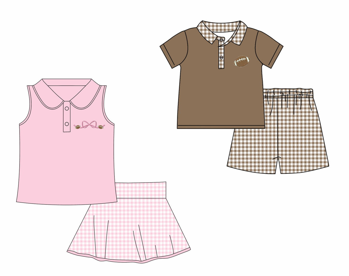 12.19 custom each style moq 5eta 4-6week Sibling Sister bow rugby baby girls short sleeve shorts sets 1 and sets 2 match design