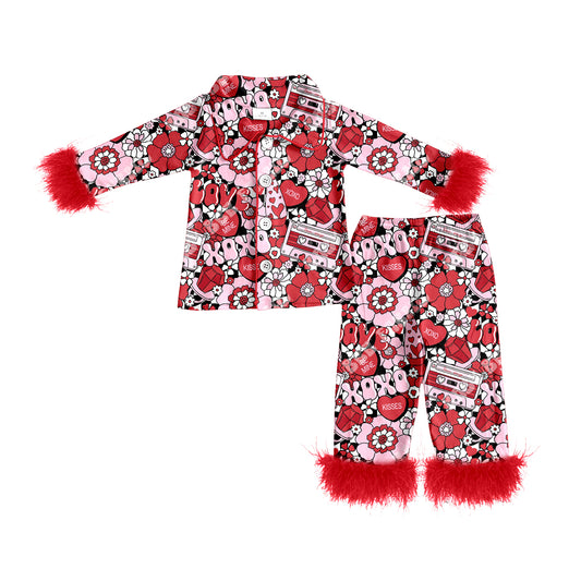 25.11.29 custom each style moq 5 eta 6-8week Sibling Sisters love plush baby girl clothes long sleeve pants sets