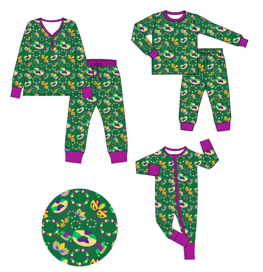 25.10.20 custom each style moq 5 eta 6-8week Sibling Sister mardi gras baby long sleeve pants sets and romper and adult set match design
