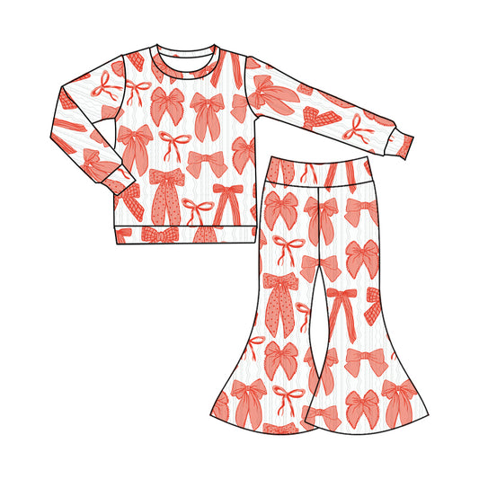 9.24 custom each style moq 5eta 4-6week baby girls clothes bow long sleeve pants sets