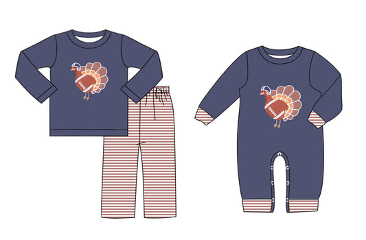 25.5.26 custom each style moq 5eta 4-6week Sibling Sisters turkey baby boy long sleeve pants sets and rompers match family design